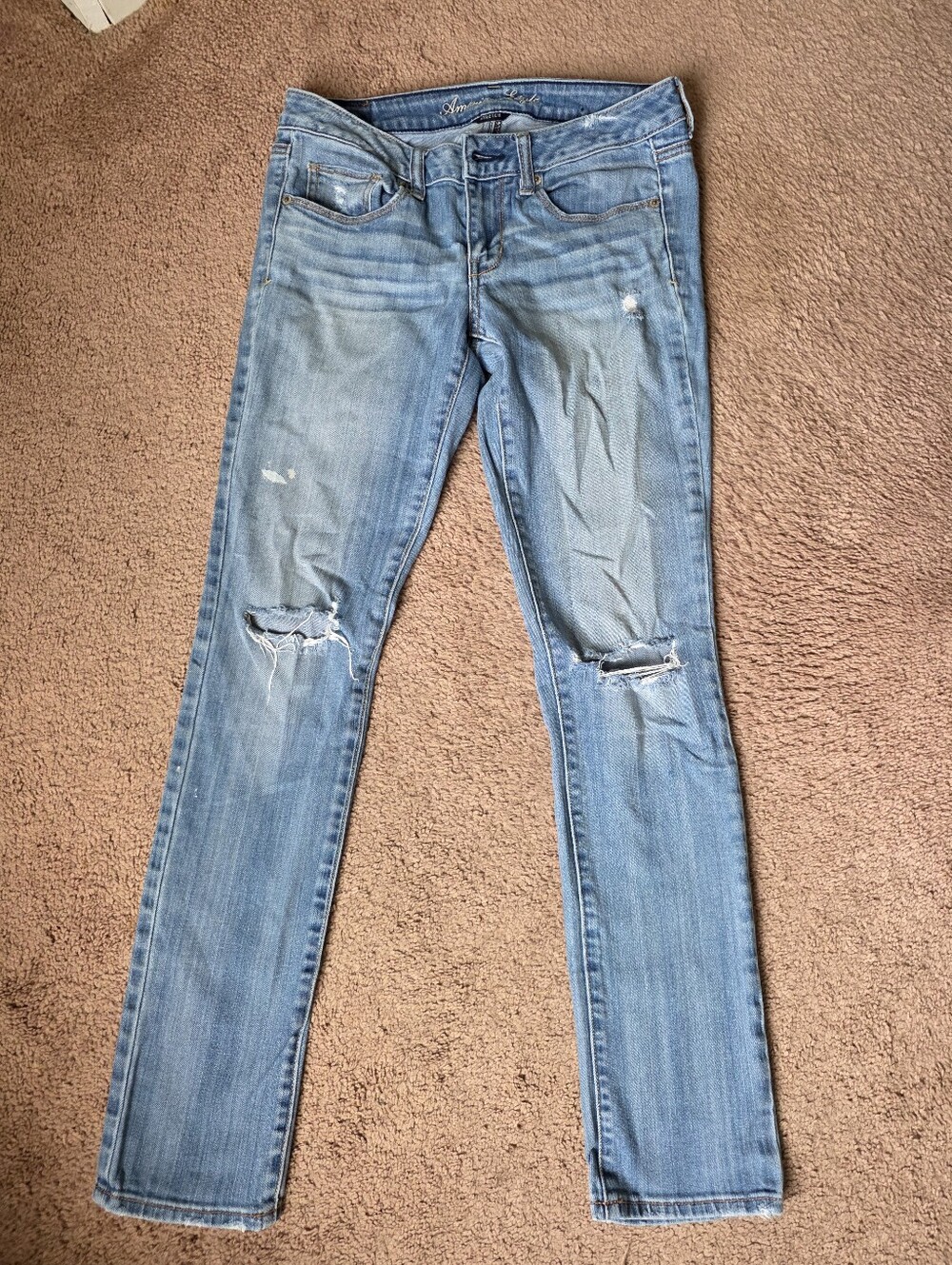 Light Blue Distressed Women's Skinny Jeans